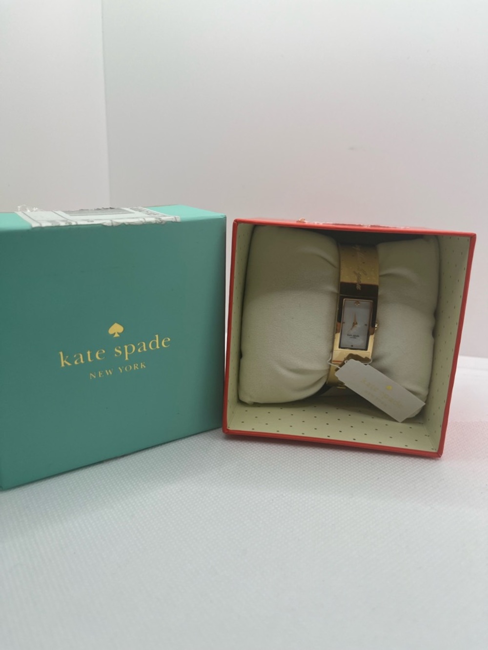 kate spade gold-tone rectangular bracelet watch